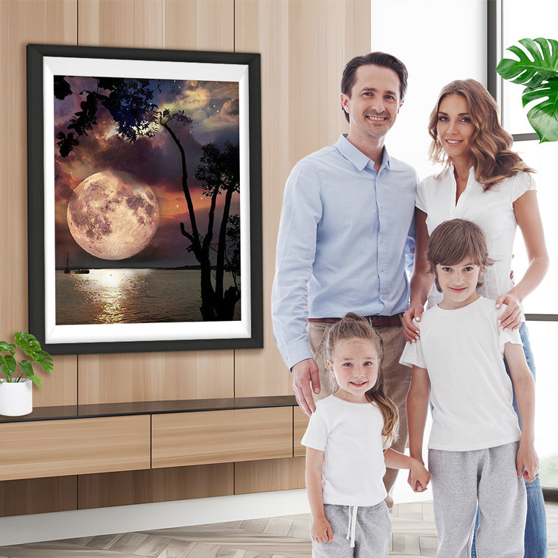 Mond Baum Meer Diamond Painting