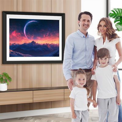 Mond und Berge Diamond Painting