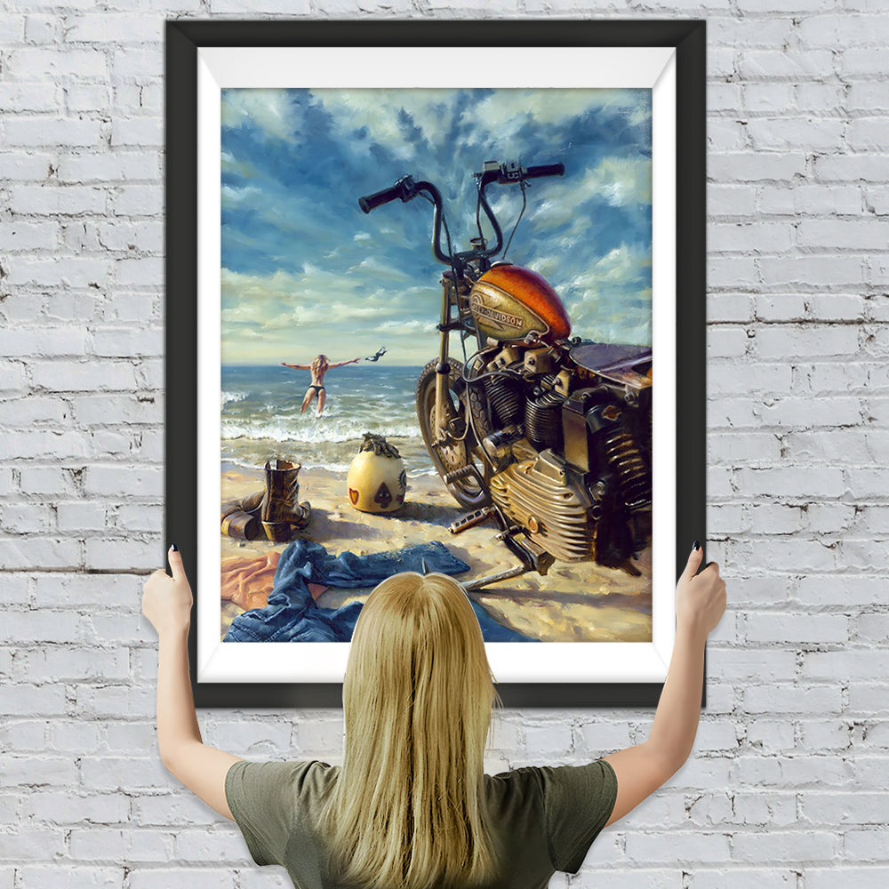 Motorrad am Meer Diamond Painting