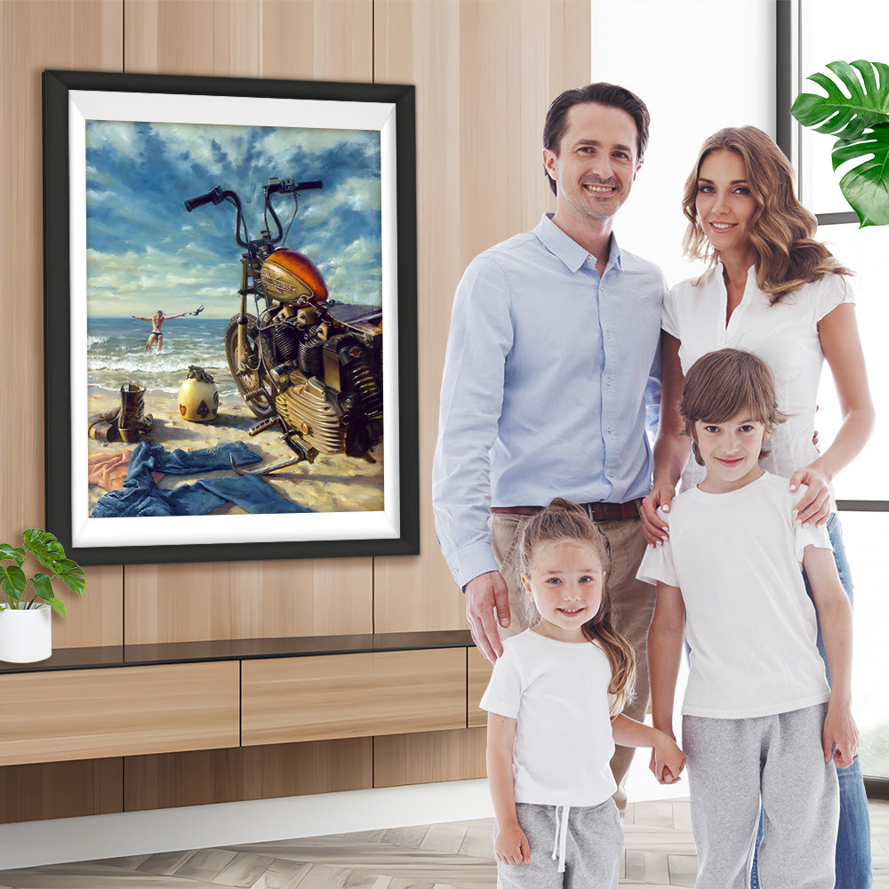 Motorrad am Meer Diamond Painting