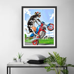 Motorrad fahrende Kuh Diamond Painting