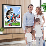 Motorrad fahrende Kuh Diamond Painting