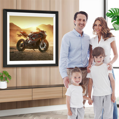 Motorrad und trockenes Land Diamond Painting