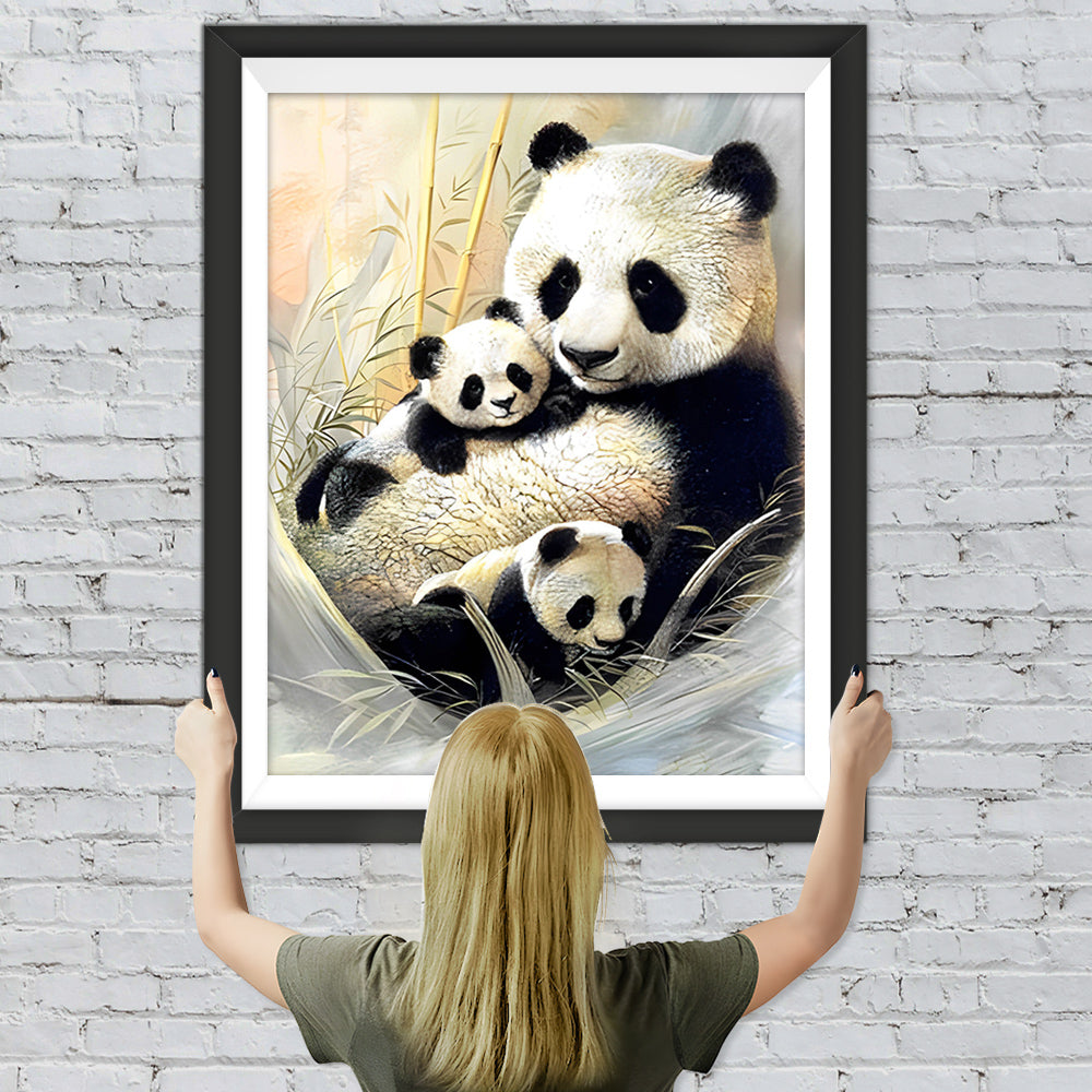 Mutter Panda hält Babies Diamond Painting