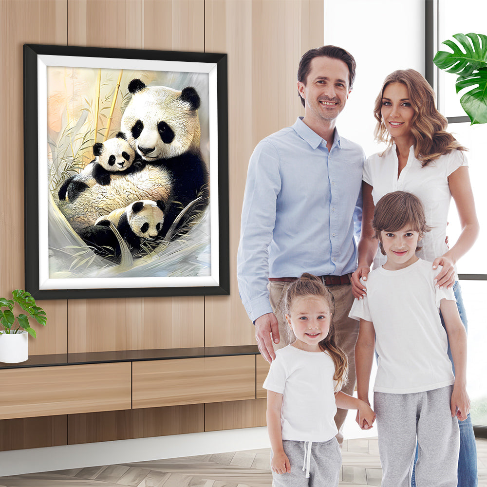 Mutter Panda hält Babies Diamond Painting