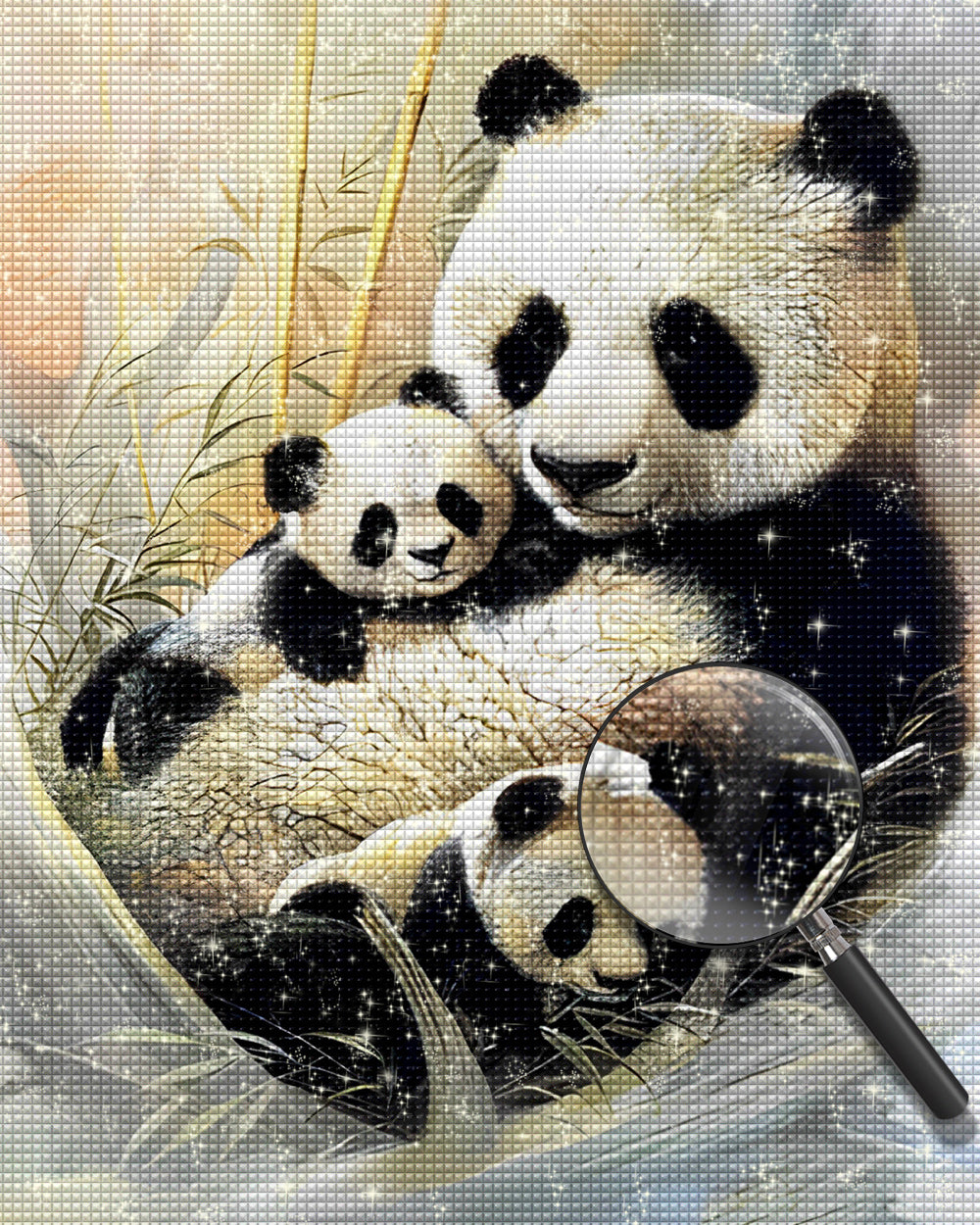 Mutter Panda hält Babies Diamond Painting