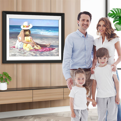 Mutter und Tochter am Strand Diamond Painting