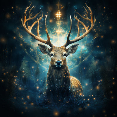 Mysteriöses Totem der Hirsche Diamond Painting