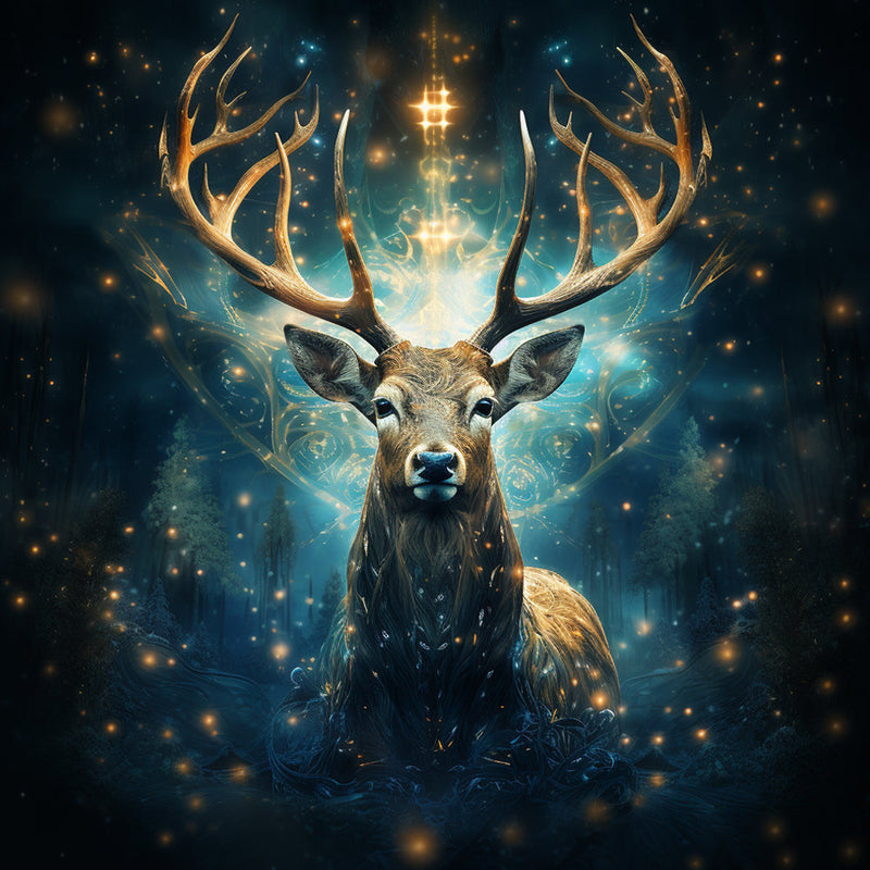 Mysteriöses Totem der Hirsche Diamond Painting