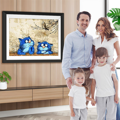 Nachdenkliche blaue Katzen Diamond Painting