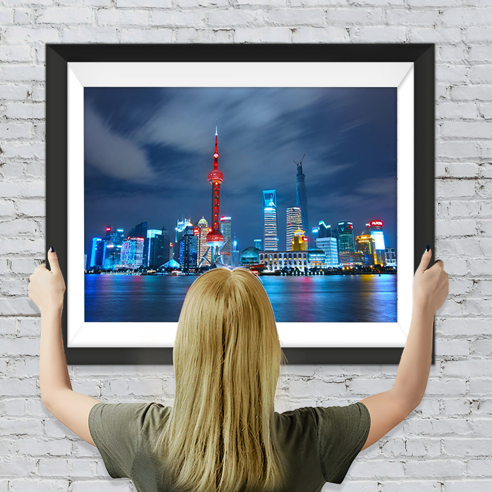 Nachtszene vom Waitan in Shanghai Diamond Painting