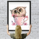 Niedliche Eule in der Tasse Diamond Painting