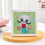 Niedliche Katze Meerjungfrau Mini-Kristallpünktchen Diamond Painting