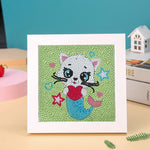 Niedliche Katze Meerjungfrau Mini-Kristallpünktchen Diamond Painting