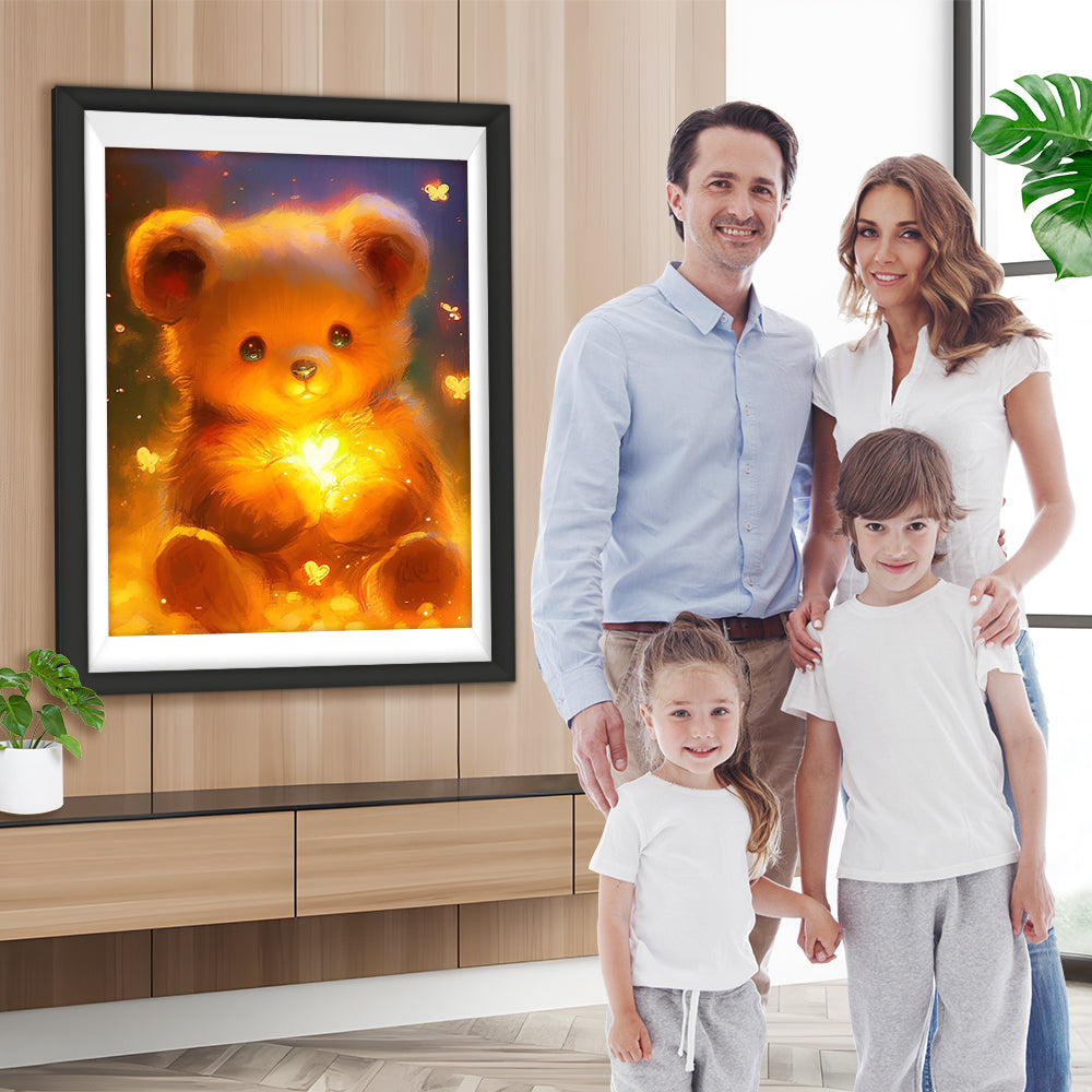 Niedlicher Bär mit Leuchtenden Schmetterlingen Diamond Painting