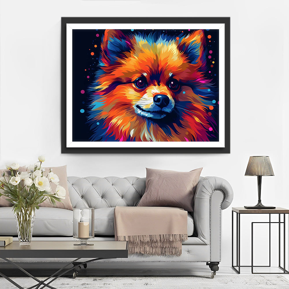 Niedlicher bunter Hund Diamond Painting
