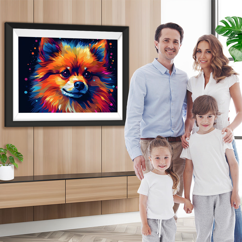 Niedlicher bunter Hund Diamond Painting