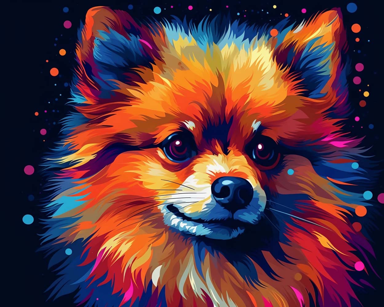 Niedlicher bunter Hund Diamond Painting