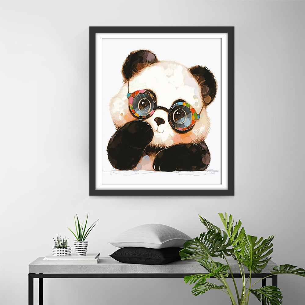 Niedlicher Cartoon-Panda mit Brille Diamond Painting