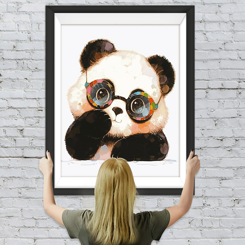 Niedlicher Cartoon-Panda mit Brille Diamond Painting