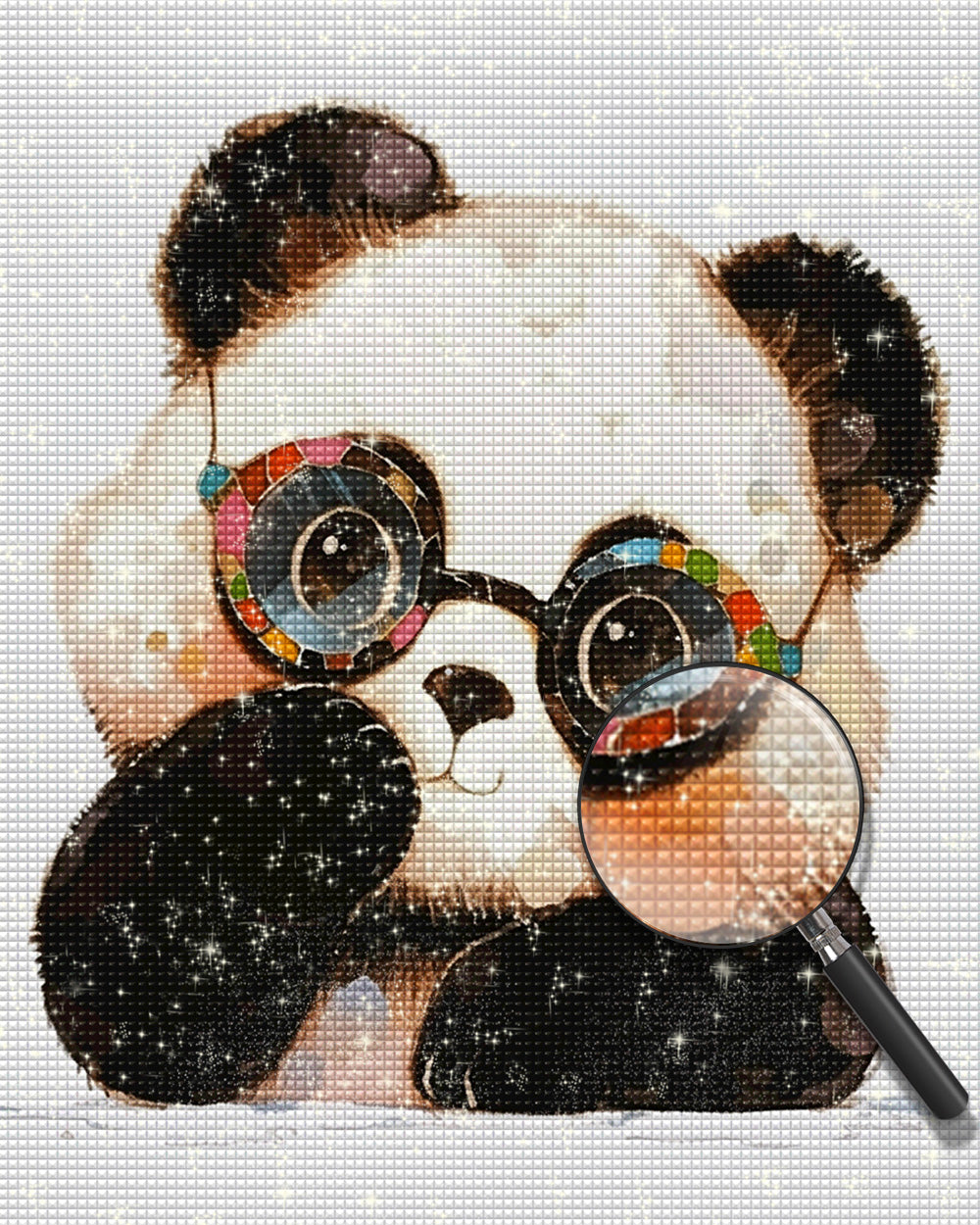 Niedlicher Cartoon-Panda mit Brille Diamond Painting