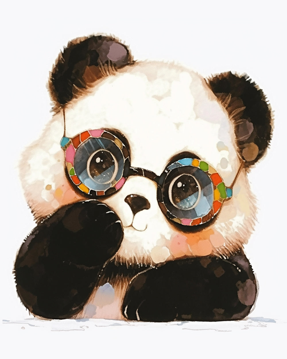 Niedlicher Cartoon-Panda mit Brille Diamond Painting