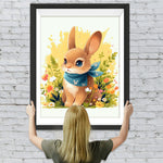 Niedlicher Hase in Blumen Diamond Painting