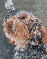 Niedlicher Hund und Schmetterling Diamond Painting