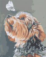 Niedlicher Hund und Schmetterling Diamond Painting