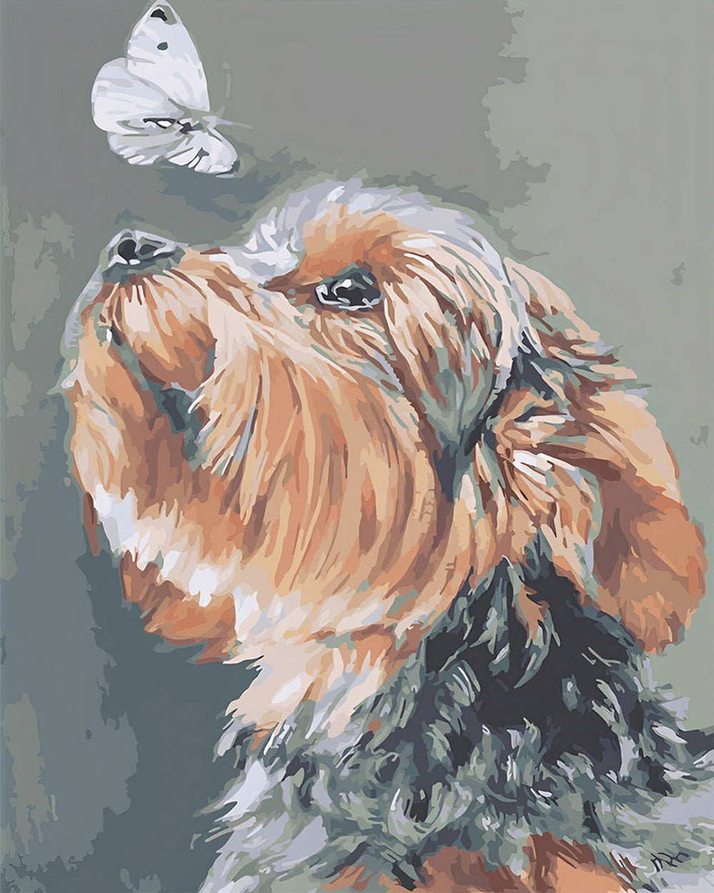 Niedlicher Hund und Schmetterling Diamond Painting