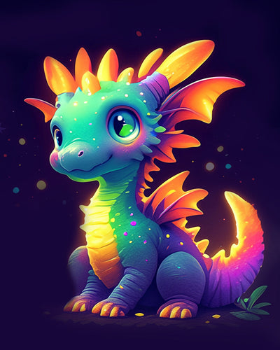 Niedlicher leuchtender Drache Diamond Painting