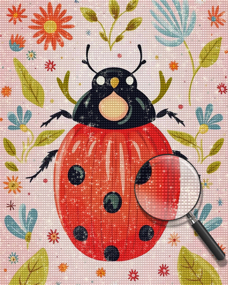 Niedlicher roter Marienkäfer Diamond Painting