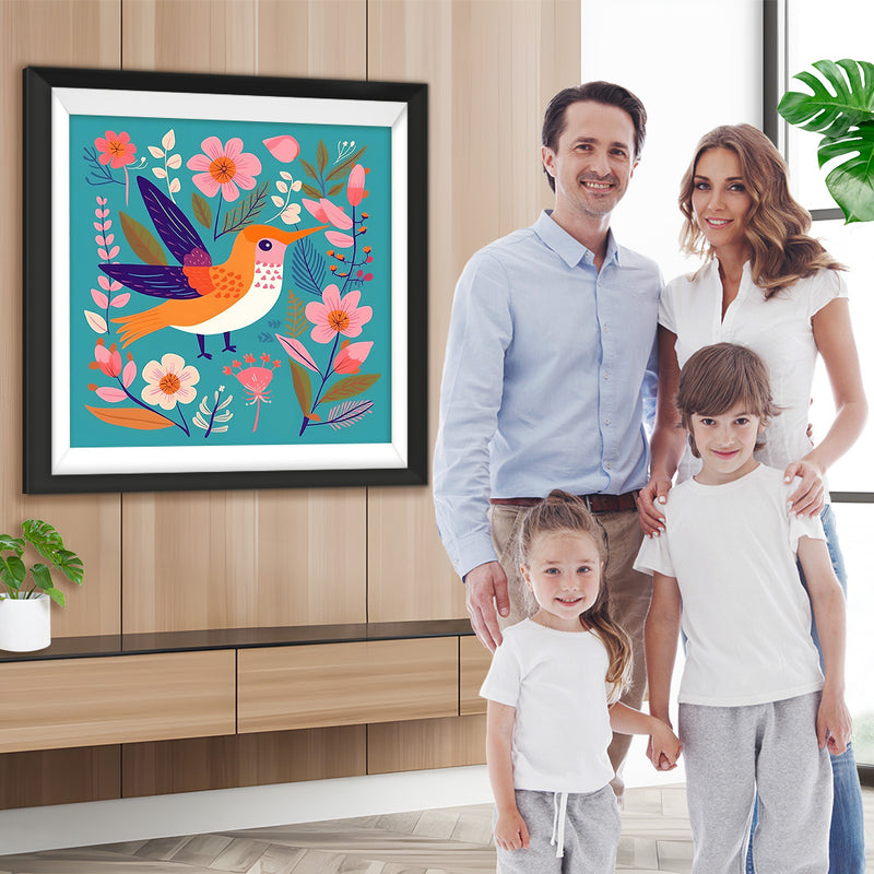 Niedlicher Vogel und Blumen Diamond Painting