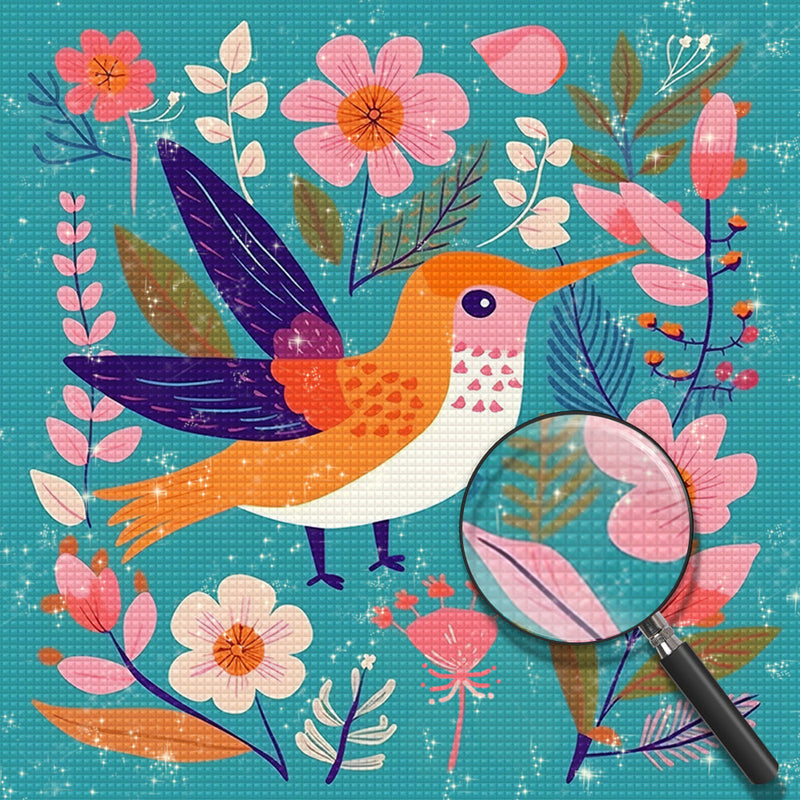 Niedlicher Vogel und Blumen Diamond Painting