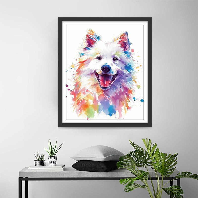 Niedliches Aquarell Samojede Diamond Painting