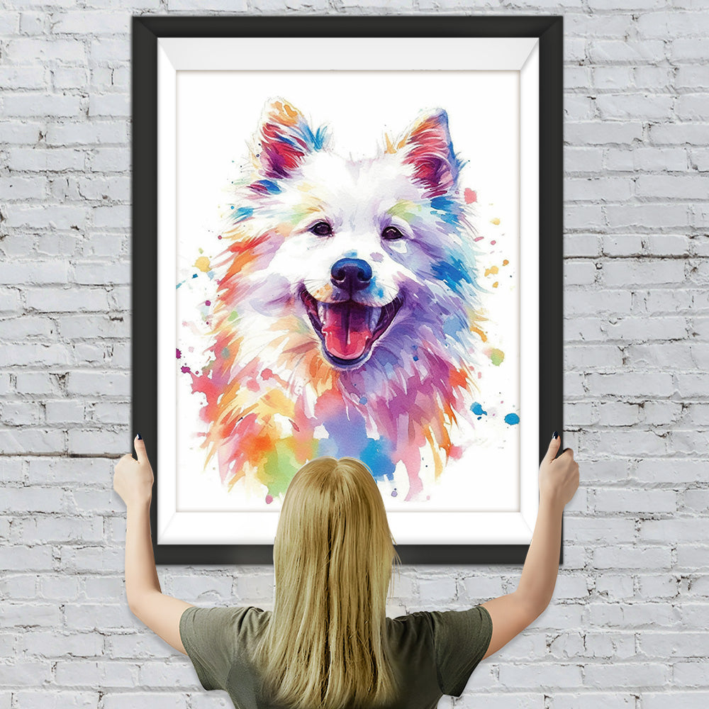 Niedliches Aquarell Samojede Diamond Painting