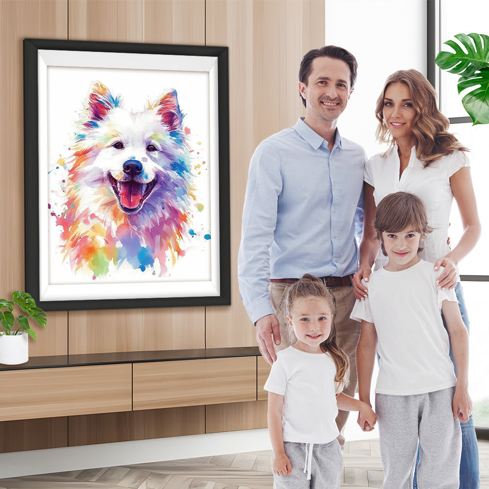 Niedliches Aquarell Samojede Diamond Painting