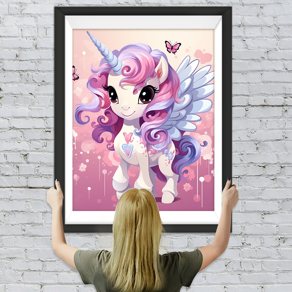 Niedliches Cartoon Einhorn mit Flügeln Diamond Painting
