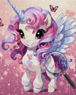 Niedliches Cartoon Einhorn mit Flügeln Diamond Painting