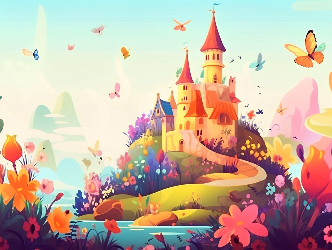 Niedliches Cartoon Schloss Diamond Painting