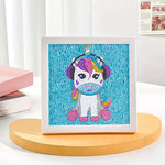 Niedliches Einhorn mit Kopfhörer Mini-Kristallpünktchen Diamond Painting