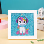 Niedliches Einhorn mit Kopfhörer Mini-Kristallpünktchen Diamond Painting