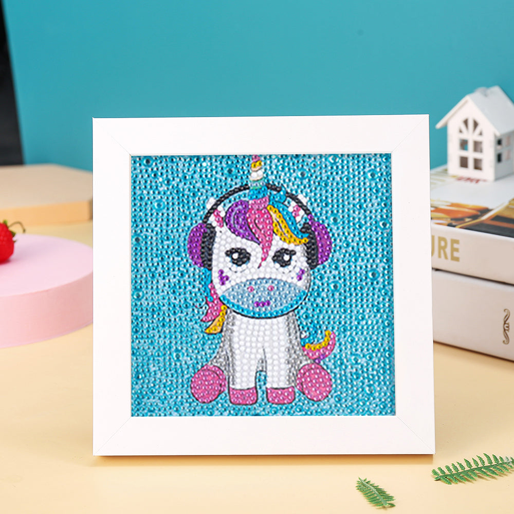 Niedliches Einhorn mit Kopfhörer Mini-Kristallpünktchen Diamond Painting