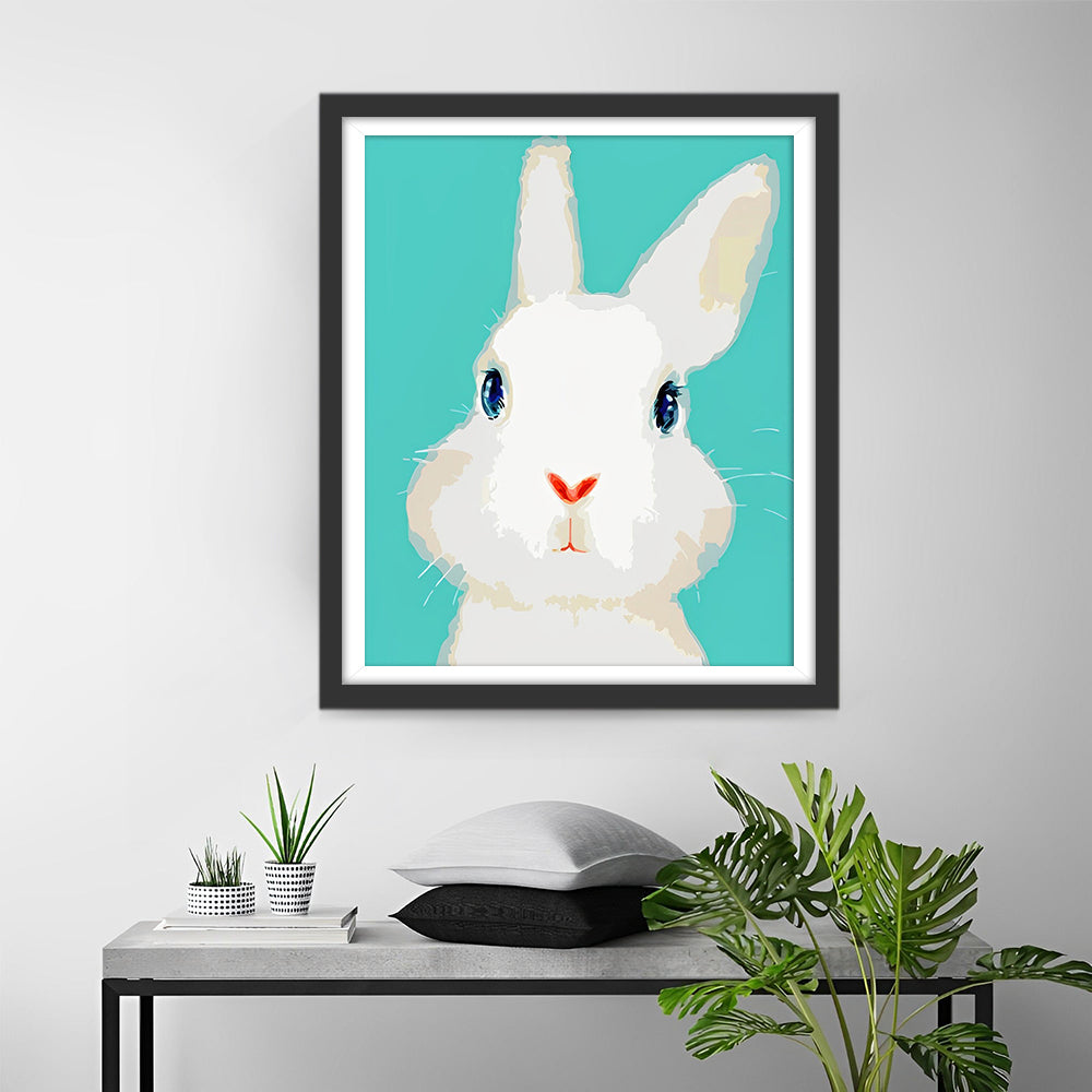 Niedliches weißes Kaninchen Diamond Painting