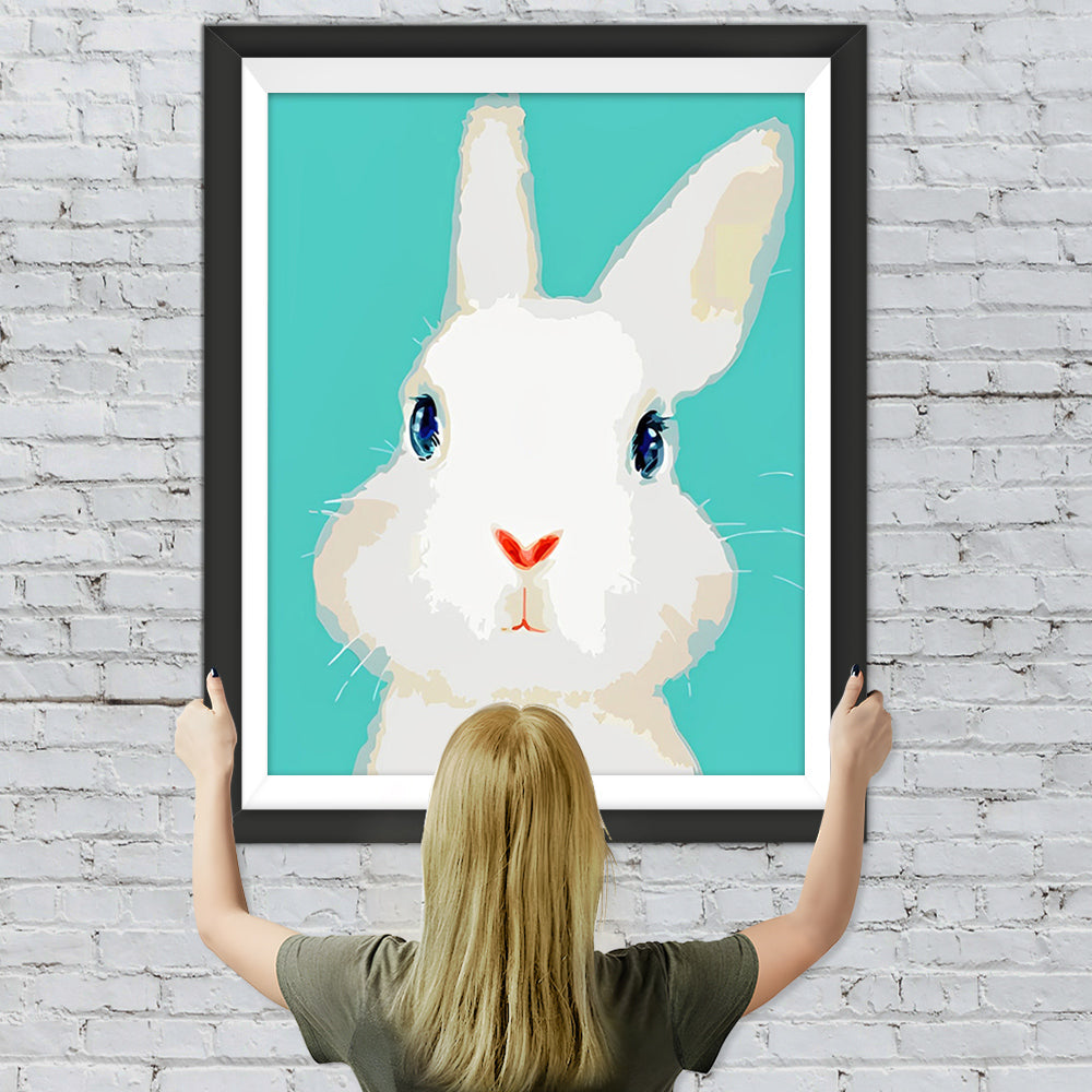 Niedliches weißes Kaninchen Diamond Painting