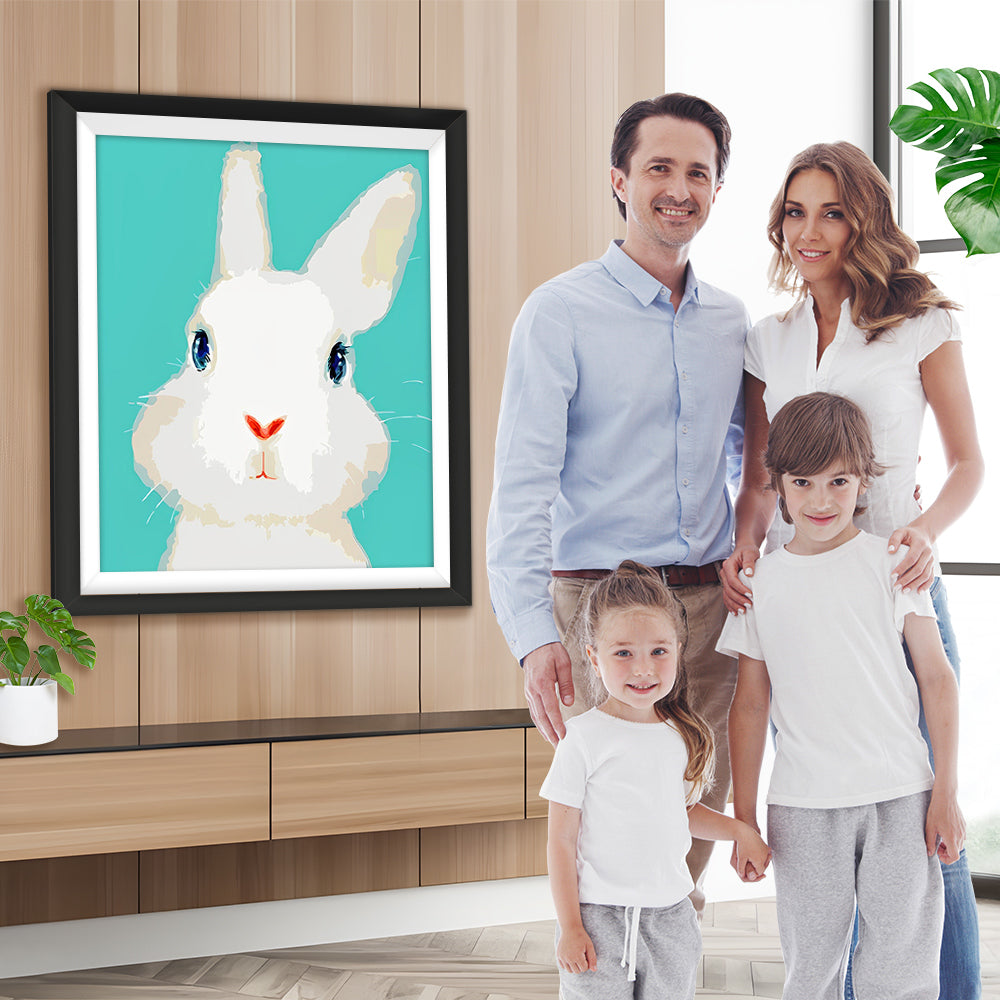 Niedliches weißes Kaninchen Diamond Painting