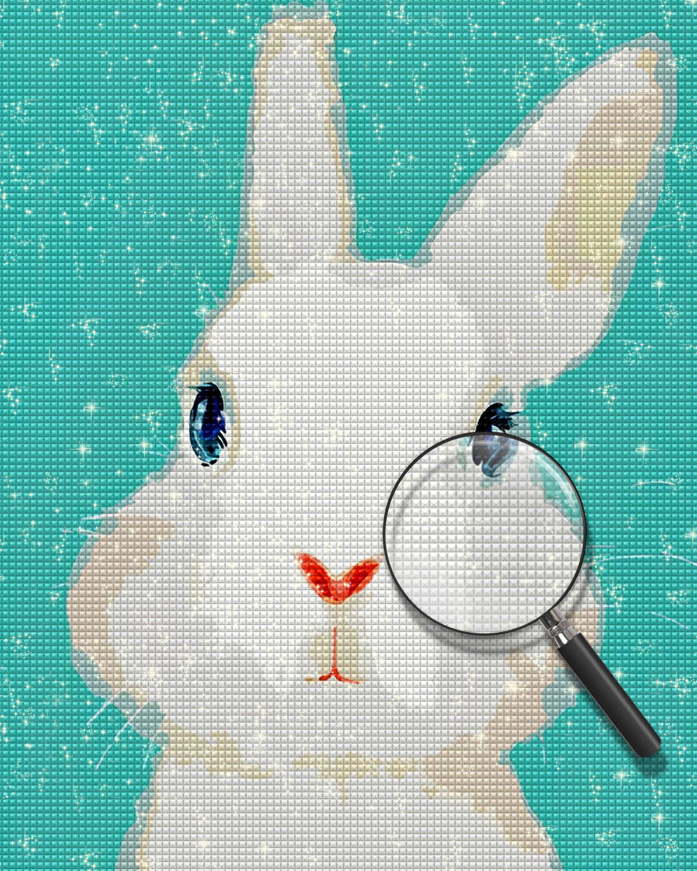 Niedliches weißes Kaninchen Diamond Painting