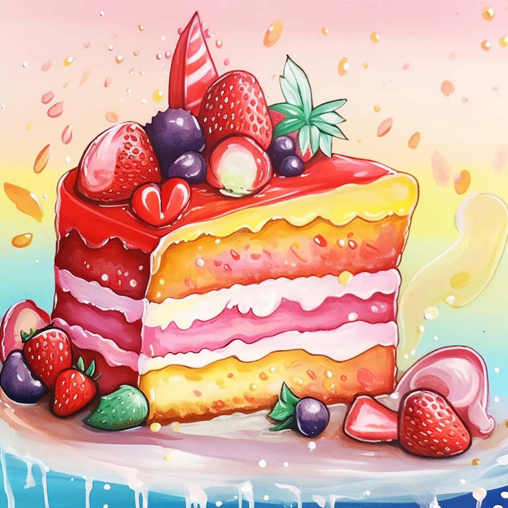 Obst-Schichtkuchen Diamond Painting