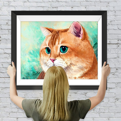 Orange Katze mit grünen Augen Diamond Painting