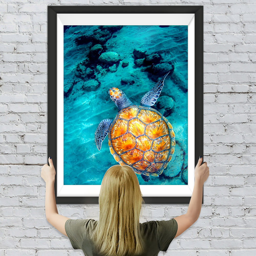 Orange Schildkröte im Meer Diamond Painting